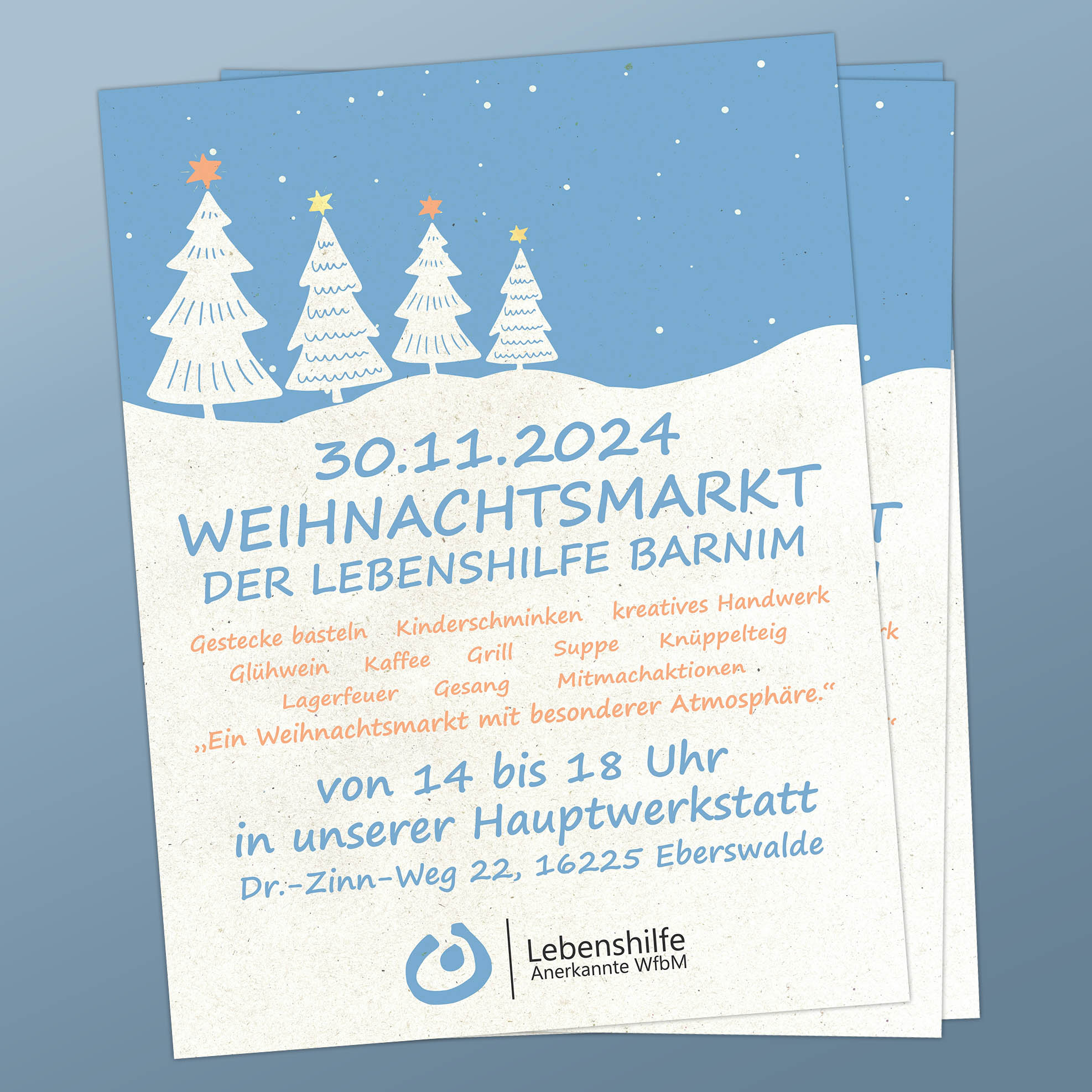 Flyer zum Weihnachtsmarkt der Lebenshilfe Barnim am 30.11.2024